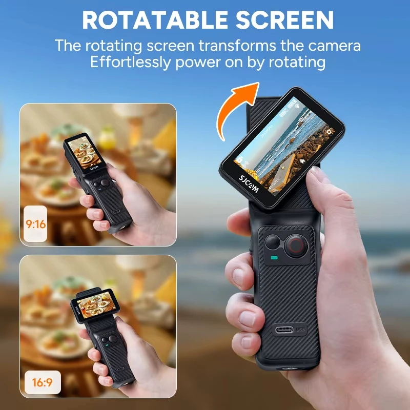 SJCAM C400 4K Detachable Pocket Action Camera with Wireless Handheld Controller,2.29" Rotatable Touch Screen,7-Hour Battery