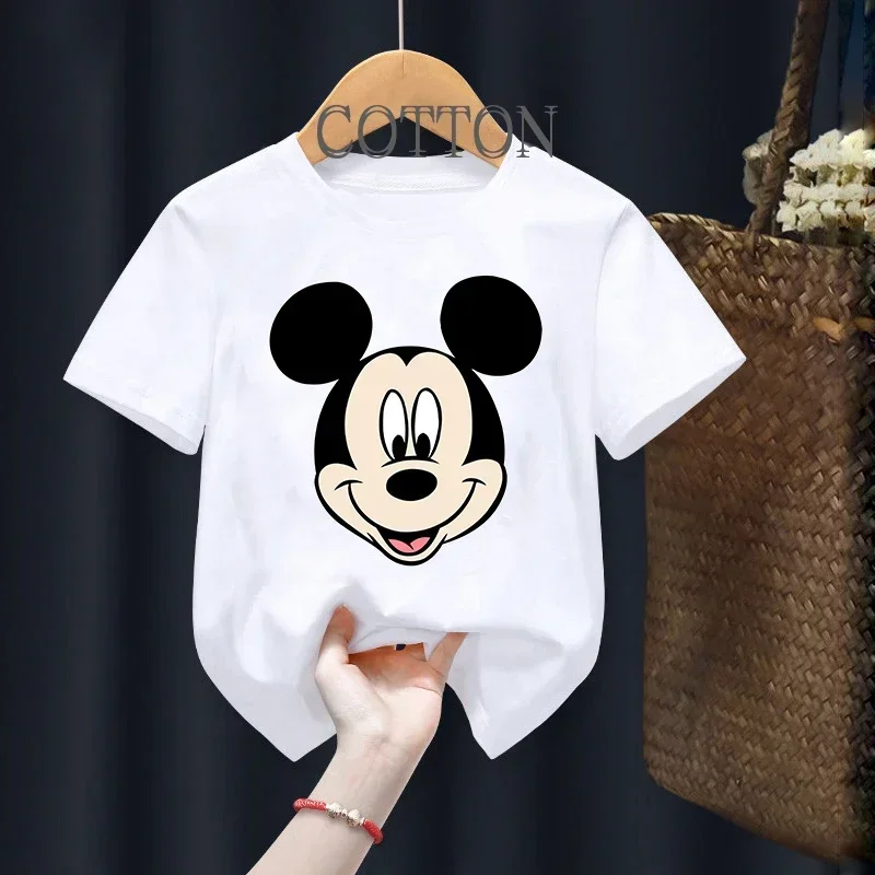Summer Disney Mickey Mouse Child Cotton T-Shirt Kawaii T Shirt Anime Cartoon Casual Baby Clothes Tee Shirt Kid Girl Boy Y2K Top 5