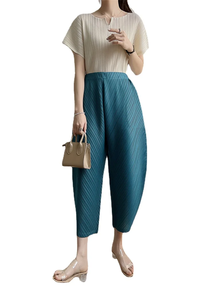 Miyake Pleated Pants Women\'s 2023 New Banana Pants Fashion All-Match Pleated Pants Casual Loose Wide-Leg Pants Streetwear Women