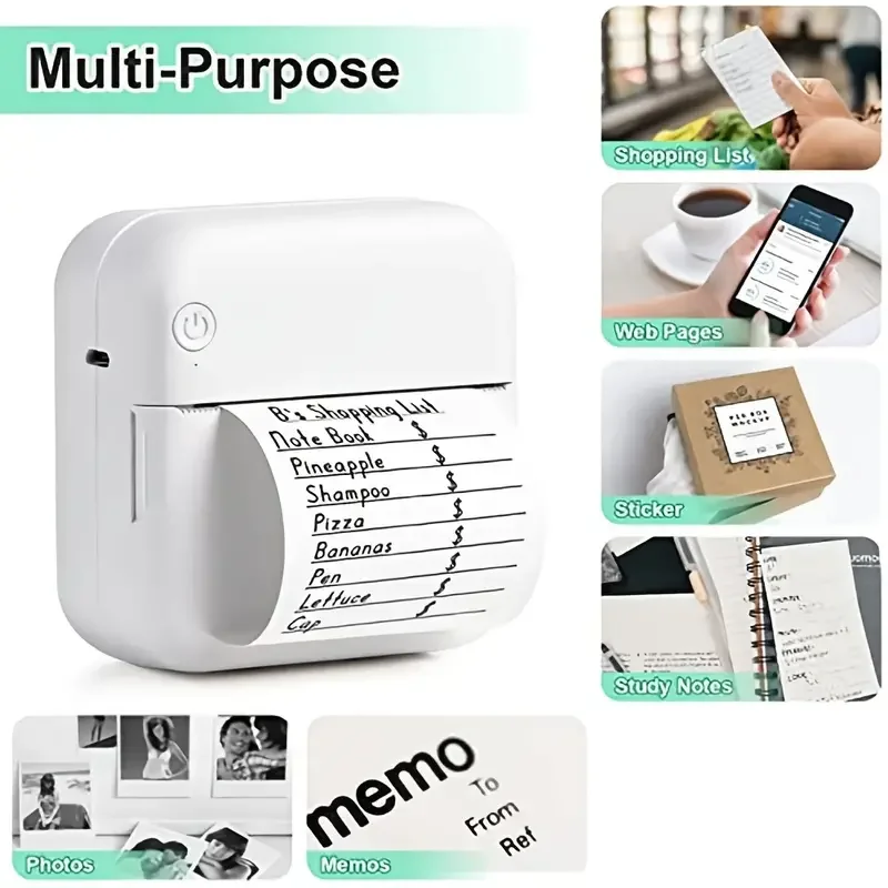 1Pcs 미니 인쇄 휴대용 열전 사 프린터 사진 포켓 열 라벨 프린터 58mm 인쇄 무선 블루투스 안드로이드 IOS 용