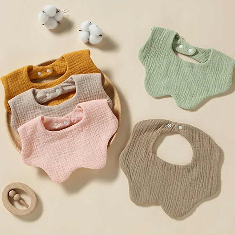 Personalized Name Pure Cotton Solid Baby Bib Absorbent Feeding Saliva Towel Newborn Accessories Burp Cloth Bandana Scarf Stuff
