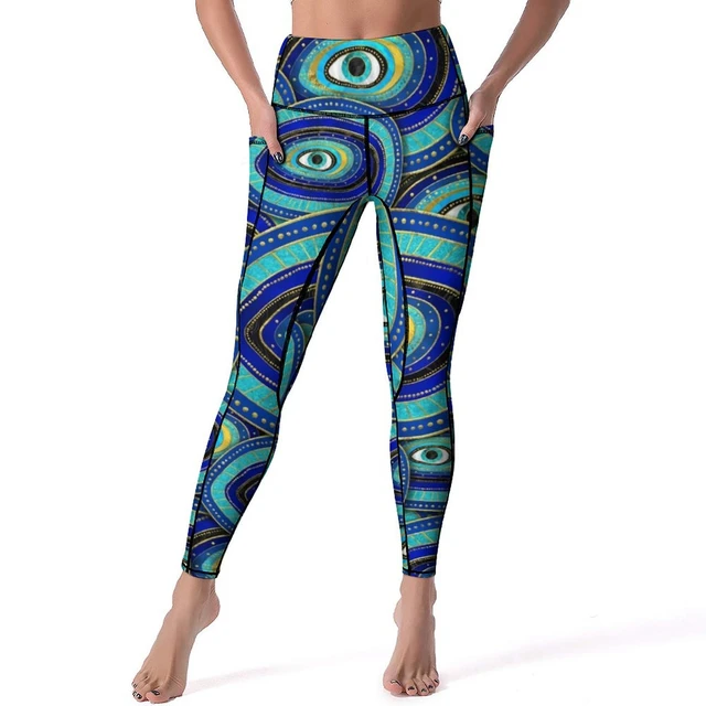 Evil Eye Leggings Sexy Greek Amulet Print Fitness Yoga Pants High Waist  Stretch Sports Tights Pockets Fashion Printed Leggins