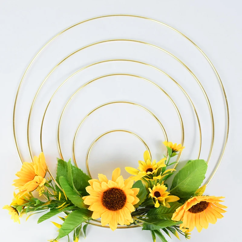 10-40CM Gold Silber Blumenkranz Hoops Metallrahmen Drahtring DIY Makramee Hängende Handwerk Eisen Kreis Weihnachten Hochzeitsdekoration – Detail 10