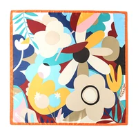 Silk Shawl Satin Square Scarf For Women Flower Neckerchief Female New Headband Hair Bands Print Foulard Hijab Wraps Bandana 2024 3