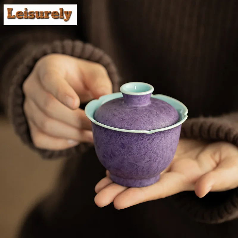 Crystal Glazed Purple Charm Oriental Tea Set Complete Set Handmade Tea Ceremony Set Teapot And Tea Cup Set Teaset Collection