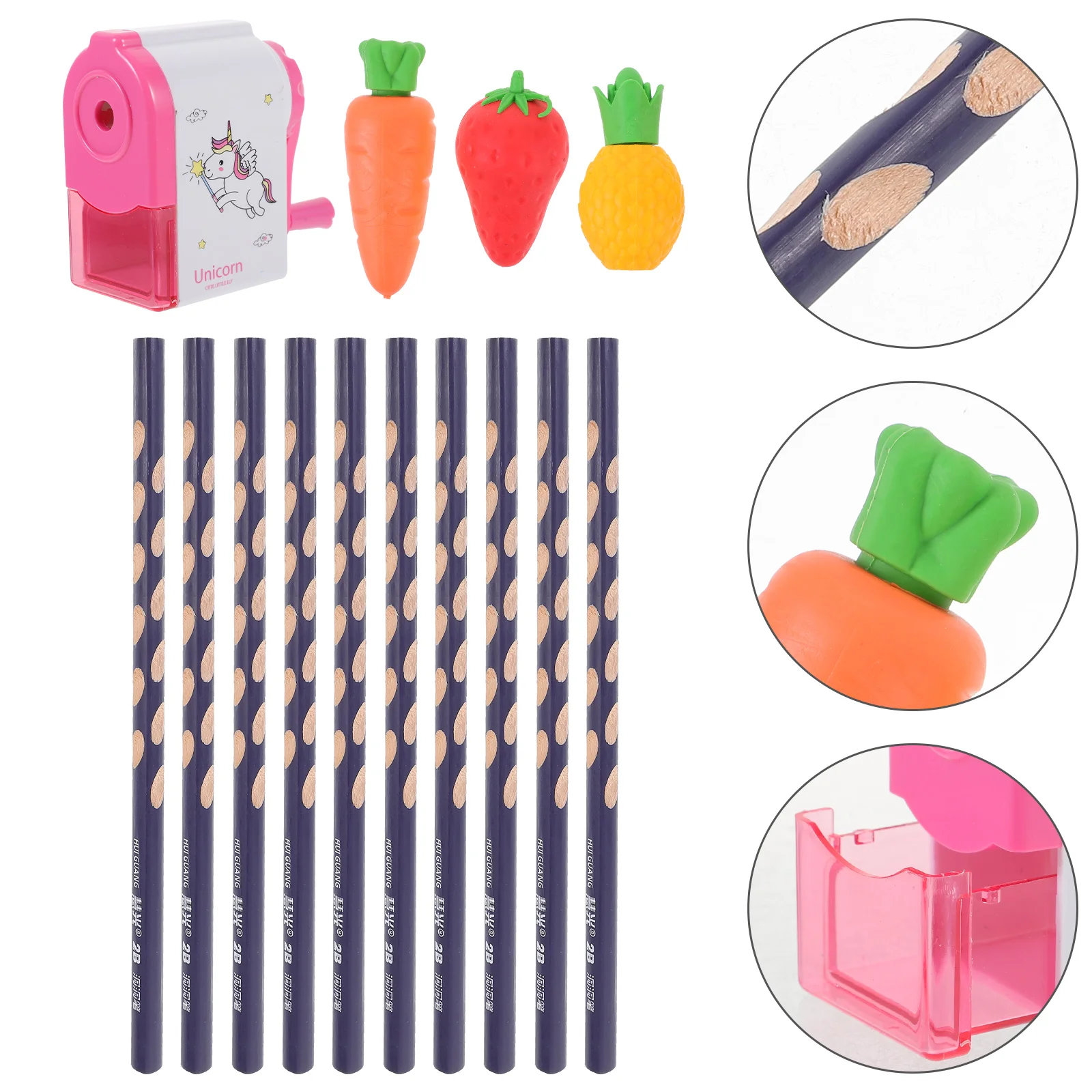 

Kids Erasers Corrective Shaped Pencils Office Supplies Sketch Set Primary Sharpener Portable Students Cartoon Hole