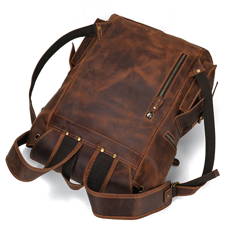 Leather Backpack Travel Pioneer™ - Dark Brown