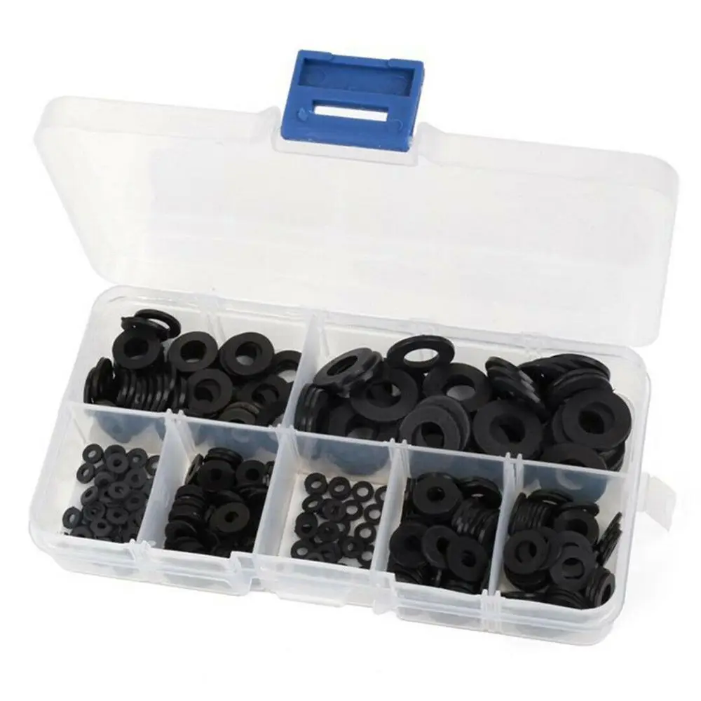 

350pcs/set M2 M2.5 M3 M4 M5 M6 M8 Nylon Flat Washer Black Insulation Ring Gasket Screw Bolt Gasket Hardware Home Improvement