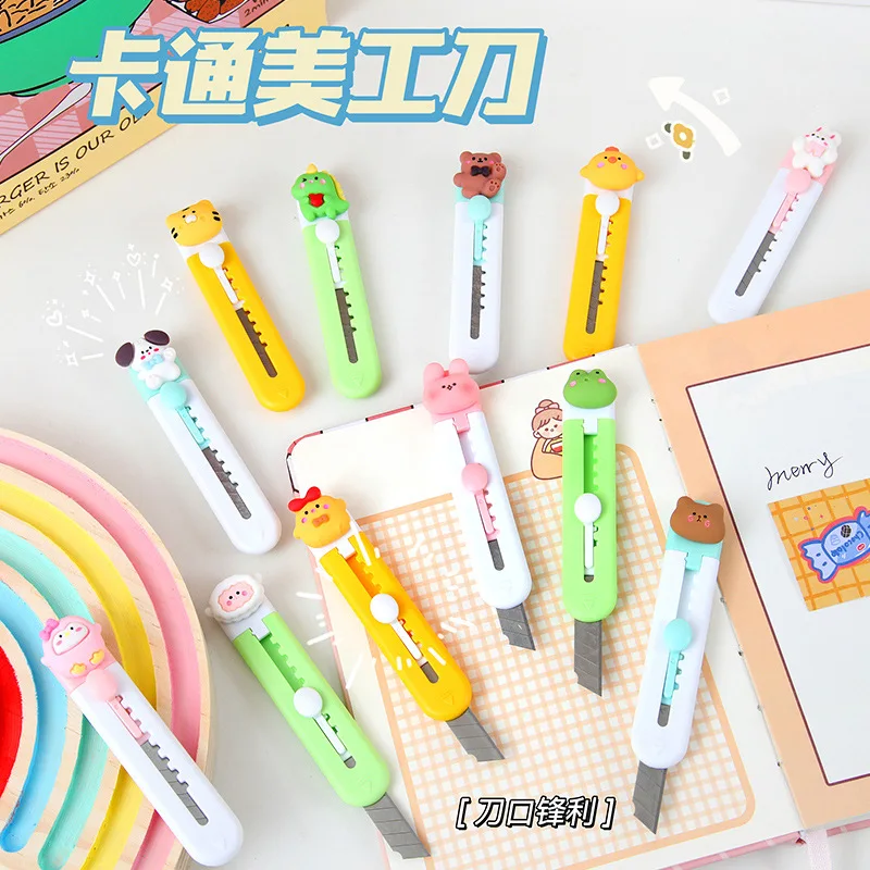 

Kawaii Utility Knife Mini Cute Cartoon Letter Open Small Kawaii Box Cutter Portable Stationery Knife Office Accessories Student