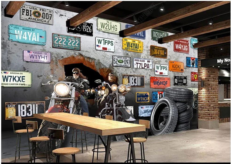 

custom mural photo wallpaper 3d Vintage European and American car plates background home decor wallpaper for walls 3d bedroom
