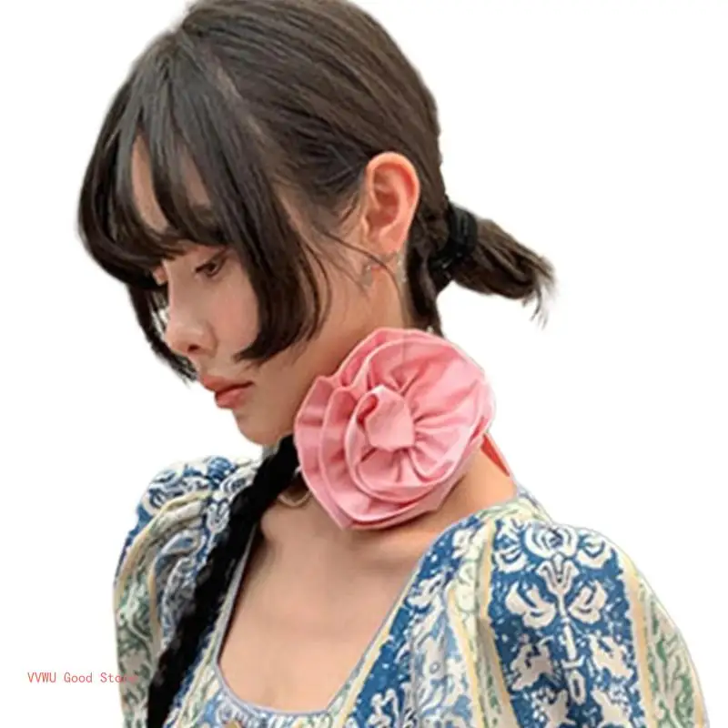 

Knot Flower Hair Tie Rose Choker Belt Necklace Flower Waist Belt Dress Ornaments