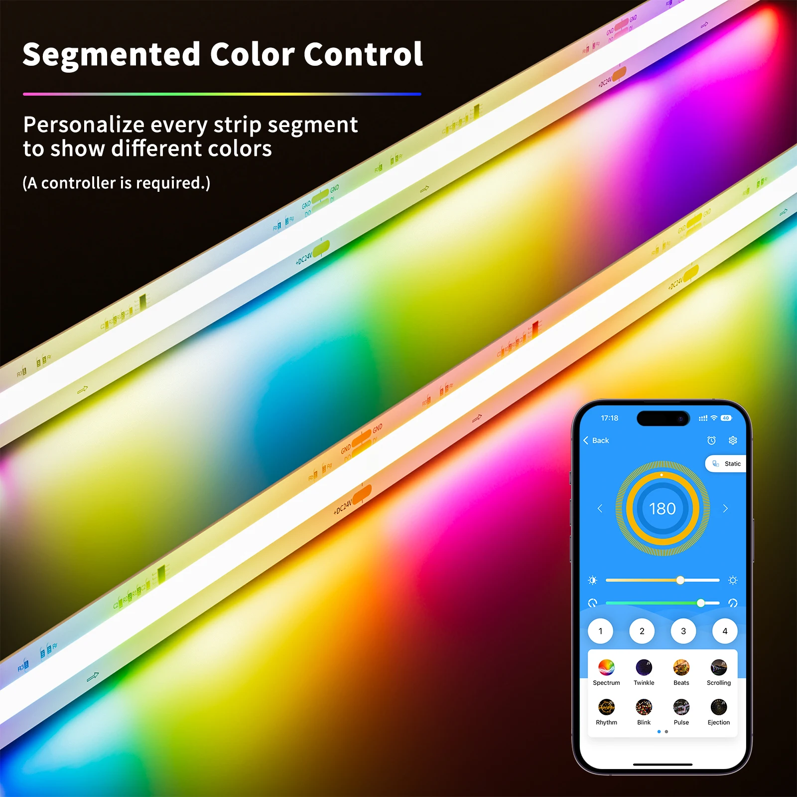PAUTIX 12V/24V COB RGBIC ȼ ּ   LED Ʈ Ʈ ŰƮ Ʈ Wifi  App  Alexa/Google Ȩ ۵