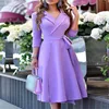 Women's Fashion V-neck Strap Waist Dress New Mid-sleeve Women's Dress Temperament Commuter Women's Dress