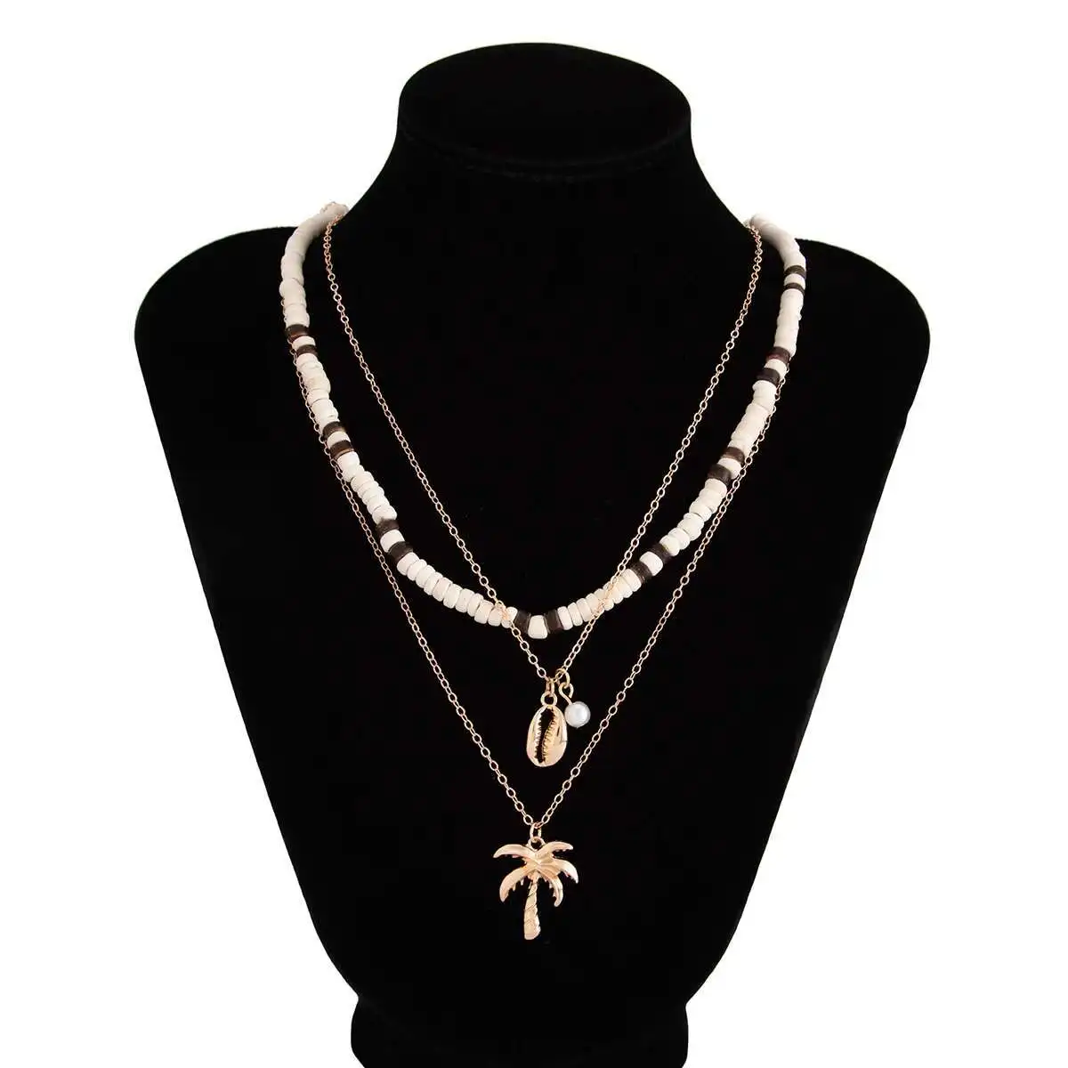 KunJoe 3 قطعة خمر الخرز الخشبي سلسلة المختنق قلادة...