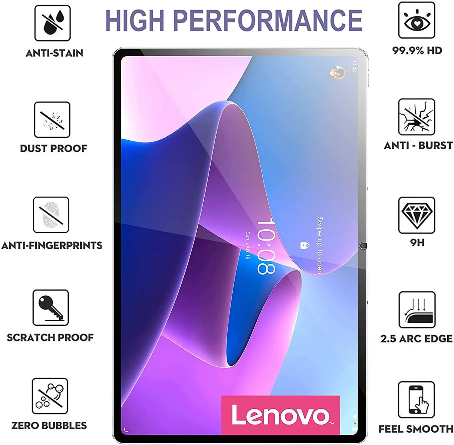 2pcs Screen Protector Tempered Glass For Lenovo Tab M10 Plus 3rd Gen 10.6'' 2022 TB-128FU TB-125FU Full Coverage Tablet Film 2