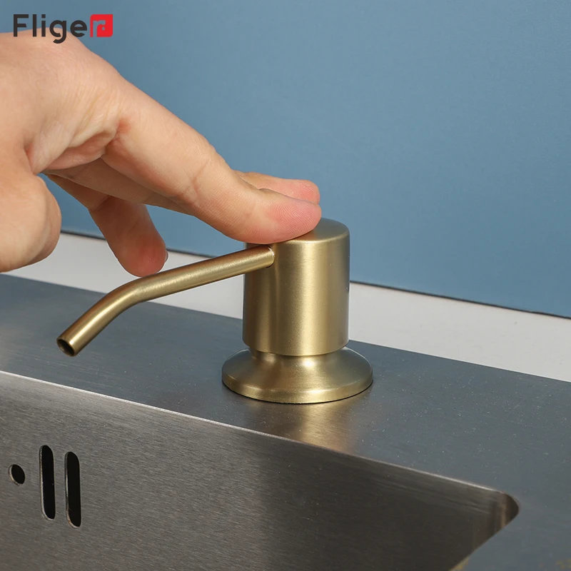Flanger-dispensador de Sabão Líquido para Pia de Cozinha Bomba de Ouro Imprensa de Mão Acessórios de Garrafa