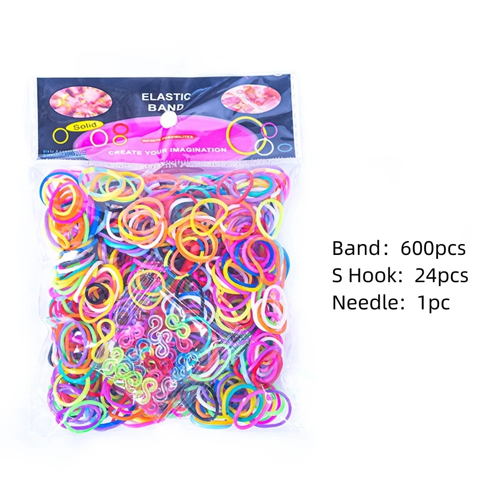 Rainbow Loom Crafting Kit: 600-Piece Rubber Band Refill with Hooks for DIY Jewelry and Accessories