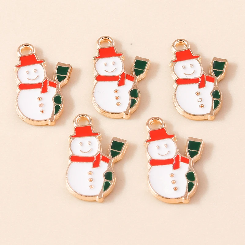 20 Stück 12 x 20 mm niedliche Emaille-Weihnachtsschneemann-Anhänger für die Schmuckherstellung, Ohrringe, Halsketten, Armbänder, DIY-Bastelbedarf – Detail 7