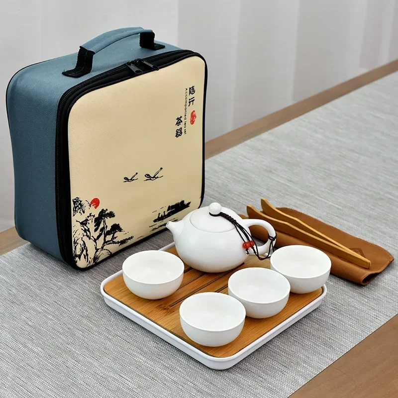 طقم شاي سيراميك محمول للسفر