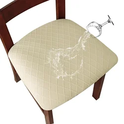 Waterproof Removable & Washable Elastic Dining Chair Seat Cover (Beige)