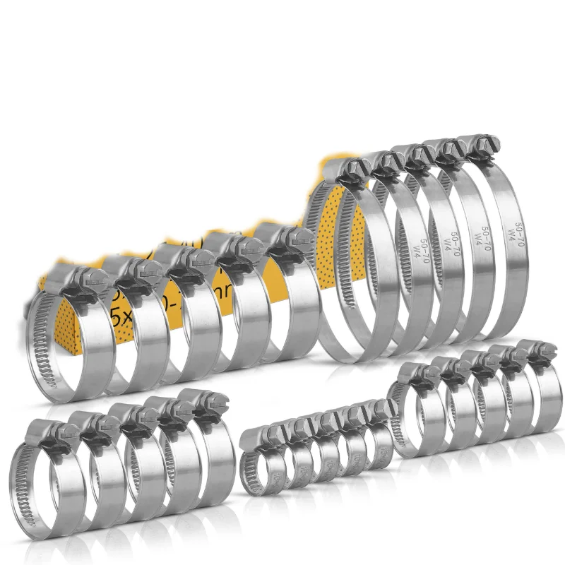 25pcs Stainless Steel Hose Clamps 16mm-70mm Cross German for Air Water Pipe Fuel 5 Sizes