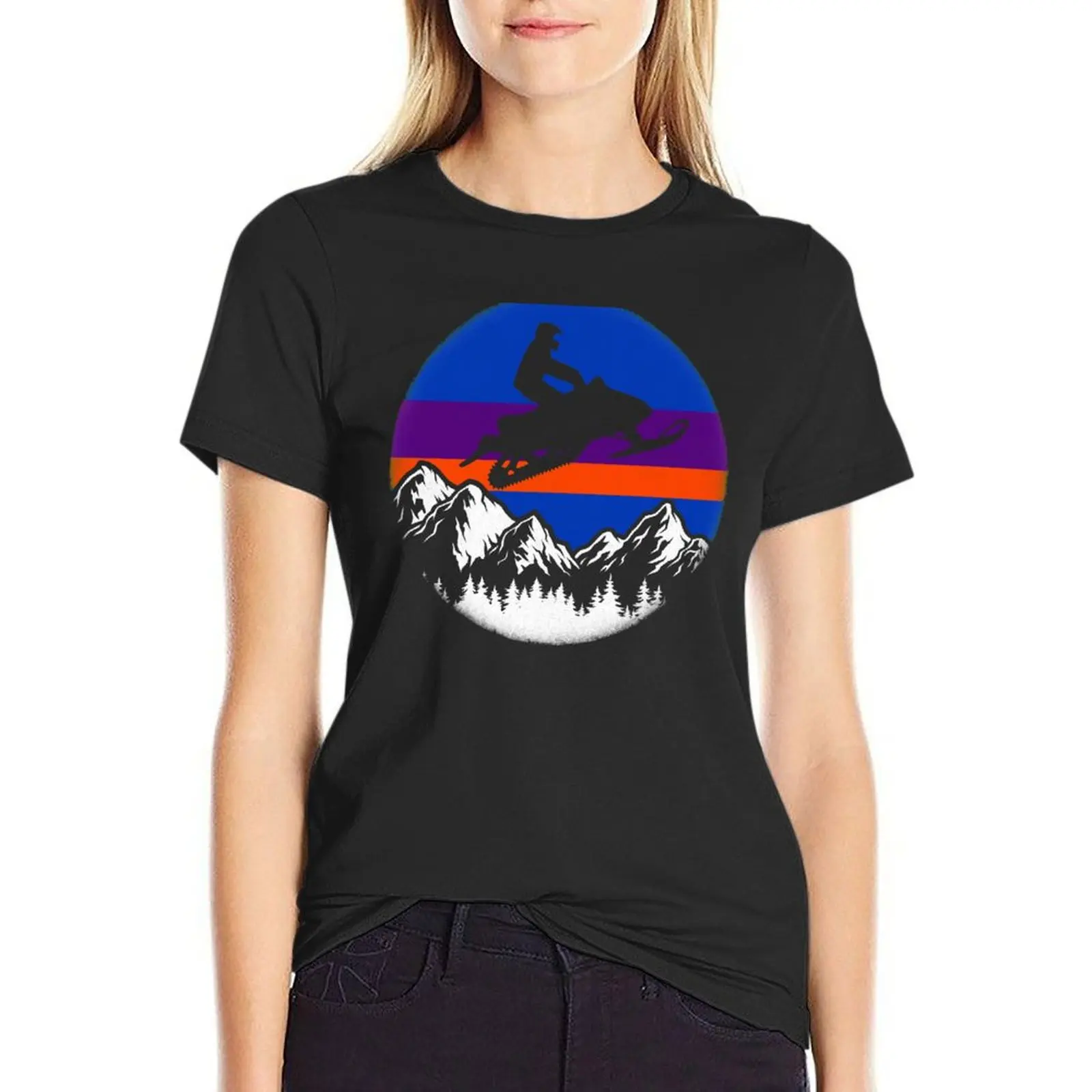 Snowmobiling Sled, Vintage American Snowmobile T-Shirt animal print hippie clothes oversized tees Woman T-shirts