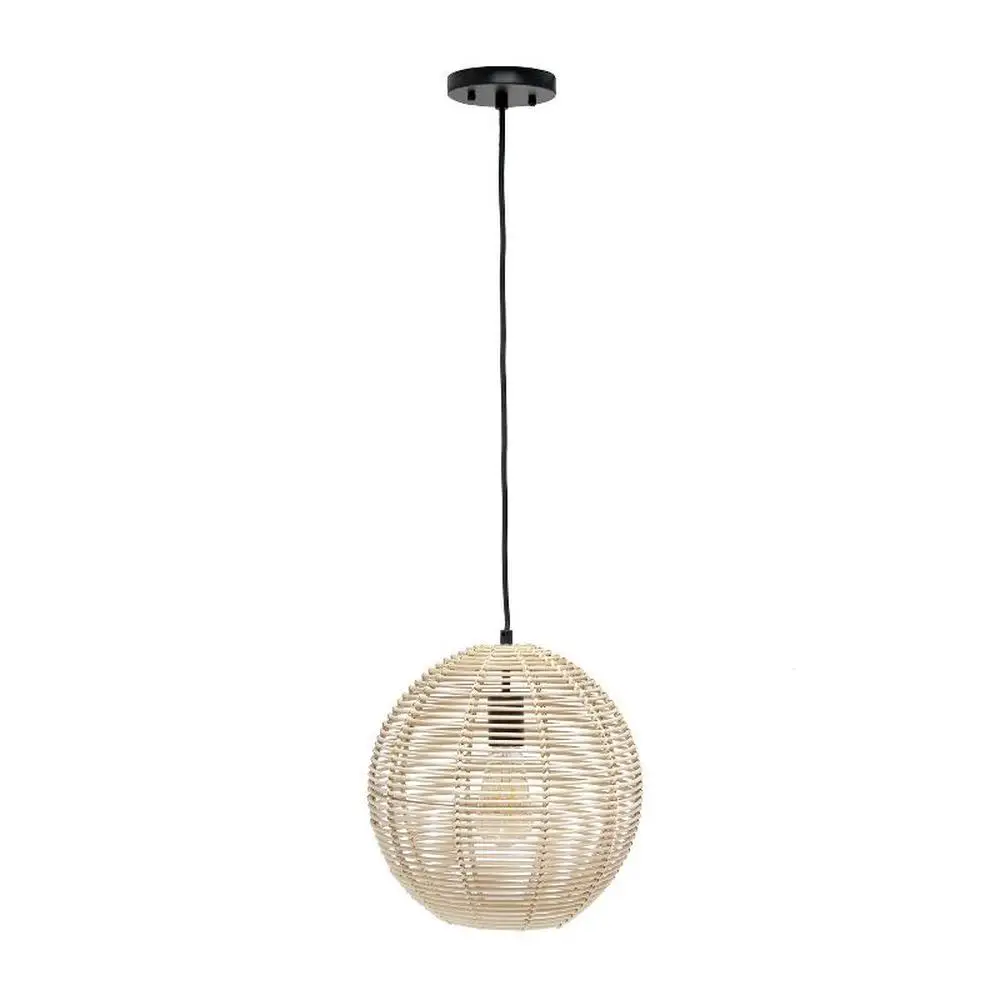 

Ball Shaped Rattan Pendant Light Beige Boho Style Organic Globe Lighting Bedroom Living Room Kitchen UL Listed Hardwired