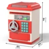 TEMI Toy Saving Bank. Electronic, Password-Protected. Auto-Scroll For Paper Money. Ldeal Gift For Kids 3+ (Red). 2