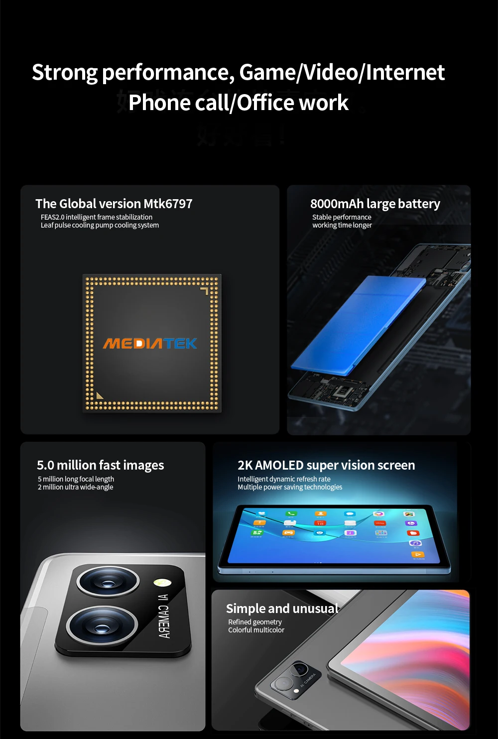 10.36-Inch Deca Core Tablet with 8GB RAM, 256GB ROM, 4G Network, AI Speed-up, Android 12, GPS, WiFi, Bluetooth, and 2K Screen Description Image.This Product Can Be Found With The Tag Names Computer Office, Tablet pc, Tablets