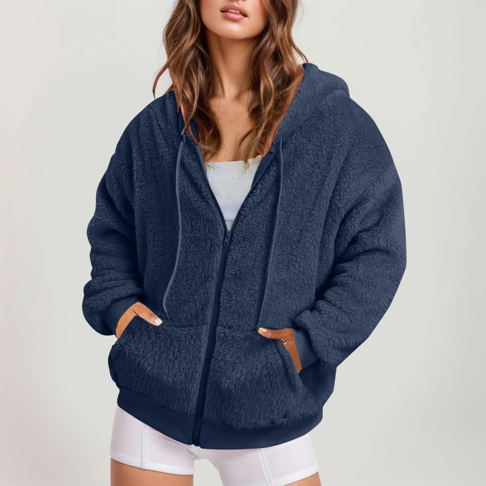 

Autumn Winter Warm Jacket Women Hoodie Hooded 2023 Casual Female Hoodies Sweatershirt Zipper Coat Solid Soft Fleece Women Coat