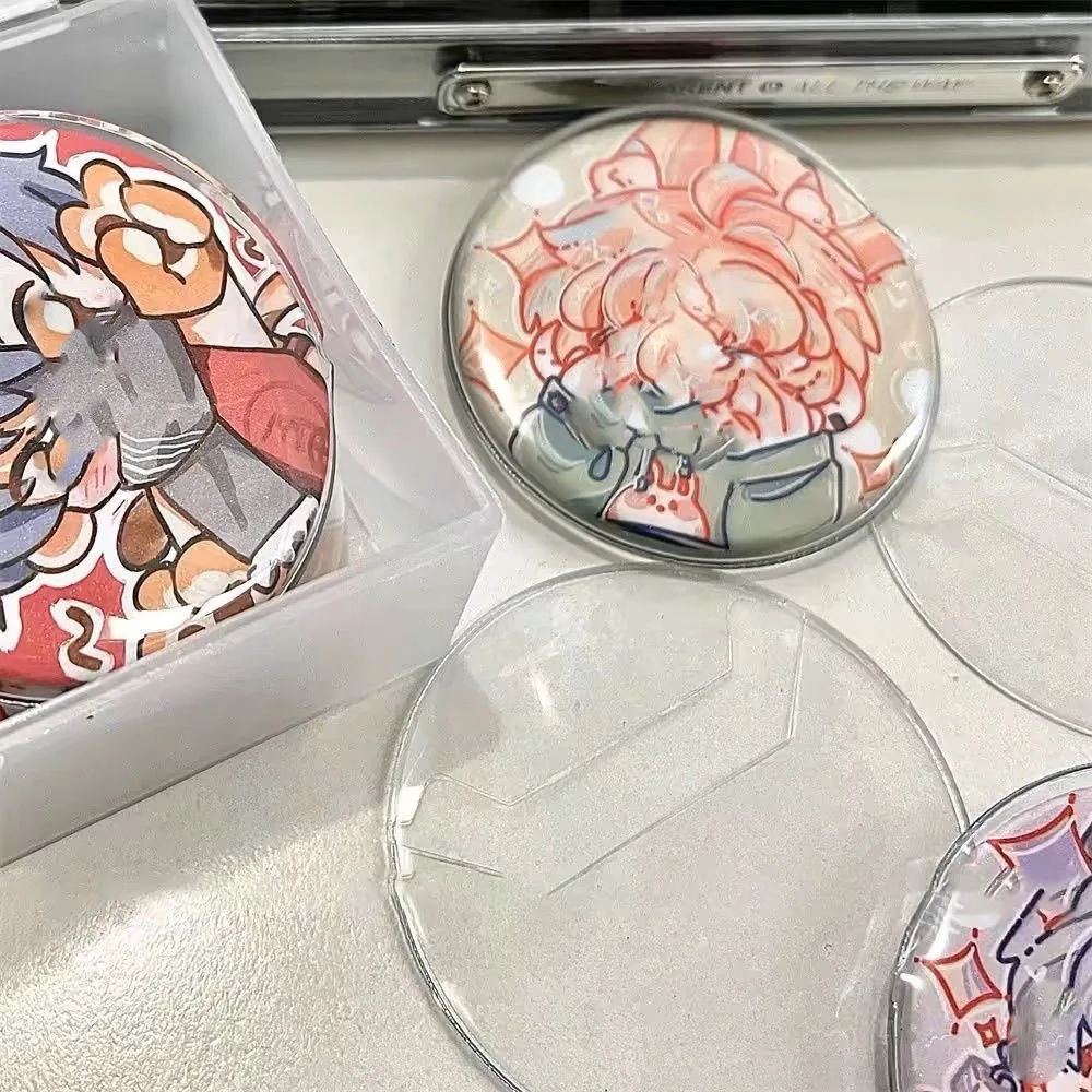 5PCS Transparent Badge Display Sleeve Round Card Storage Case Anime Badges Decoration PVC Protector anime badge case