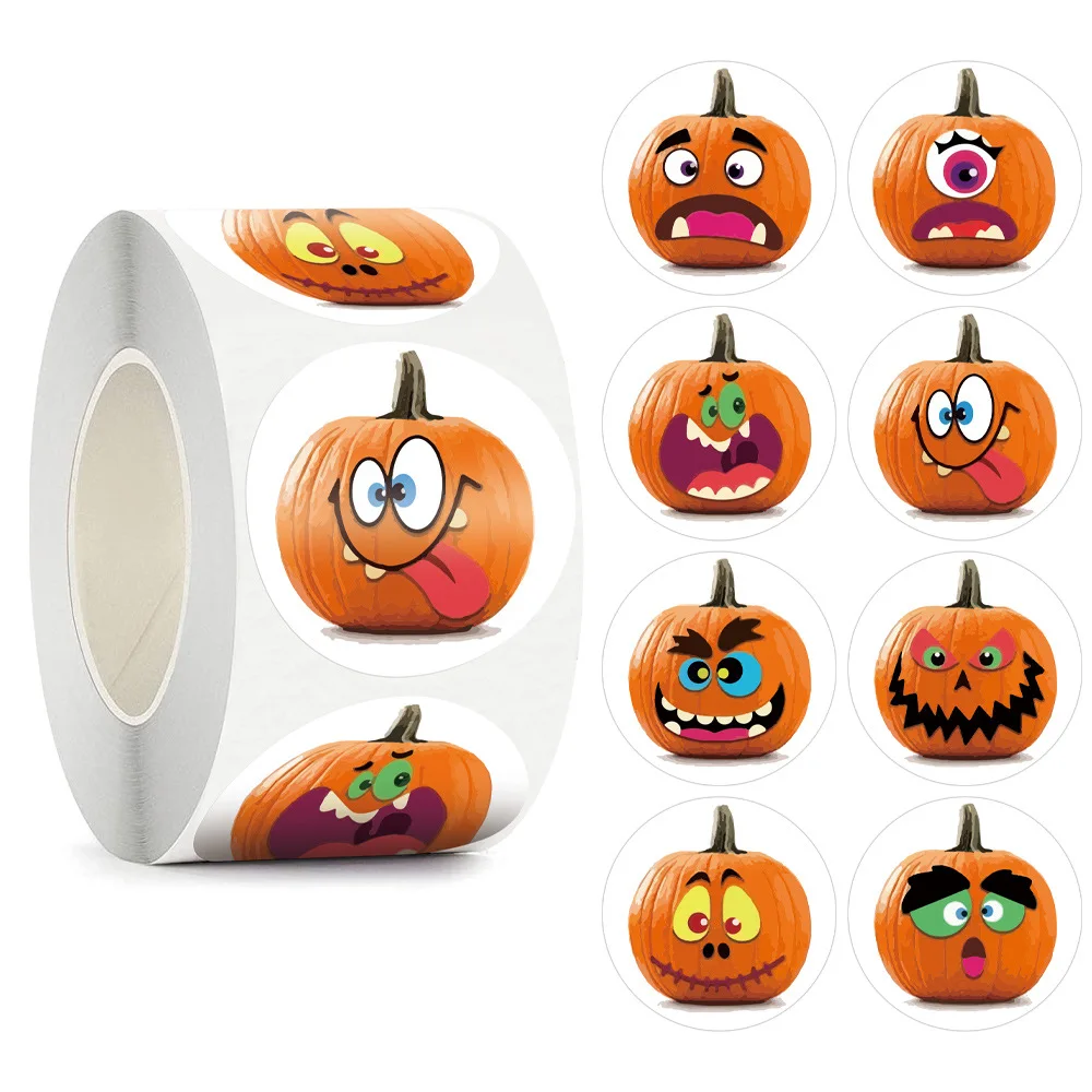 50–500 Stück Halloween-Aufkleber, rund, selbstklebend, Etikett, Papier, Süßigkeiten, Taschen, Aufkleber, Paket, Siegel, Geschenkverpackung, Versiegelung, Basteln