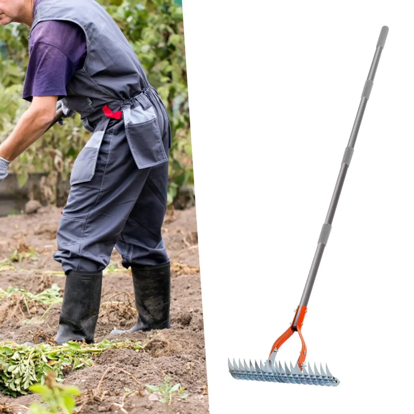 Lawn Farming Rake Thatching Rake Dethatcher Rake Robust Dethatcher for Cleaning Dead Grass Yard Garden Durable Soil Farming Rake
