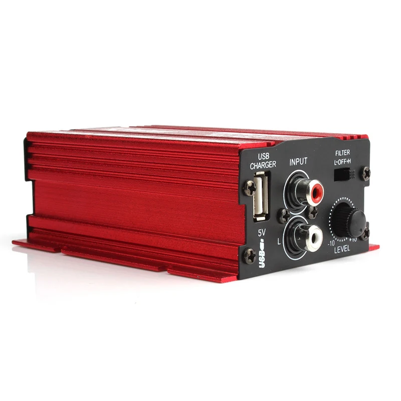 1 Pc Red Car Audio Amplifier 12V 500W 2 Channels Mini Hi-Fi Stereo Audio Amplifier Amp Subwoofer Aluminum Alloy Car Electronics