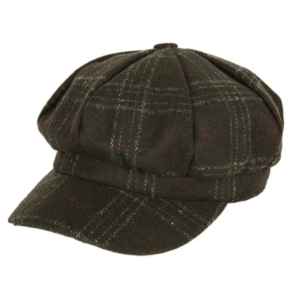 Woolen Hats for Women Vintage Plaid Tweed Gabby Baker Boy Eight Piece Female Beret Spring Autumn NEWSBOY