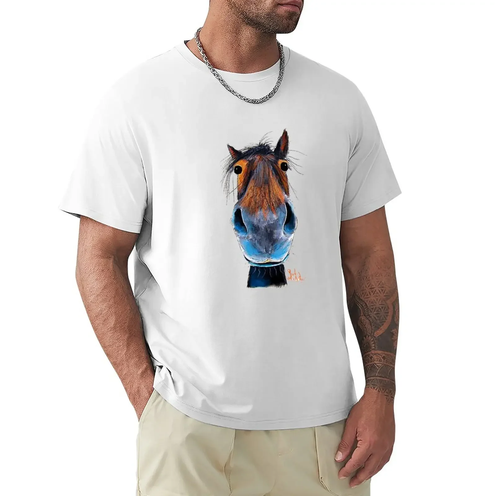

HoRSe PRiNT ' HaPPY HaRRY' BY SHiRLeY MacARTHuR T-Shirt tops tees customs sweat shirts, men