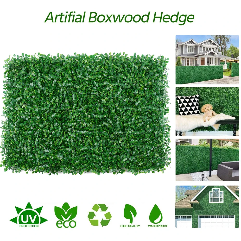 

40x60cm Artificial Plants Grass Wall Backdrop Flowers wedding Boxwood Hedge Panels for Indoor/Outdoor Garden Wall Decor