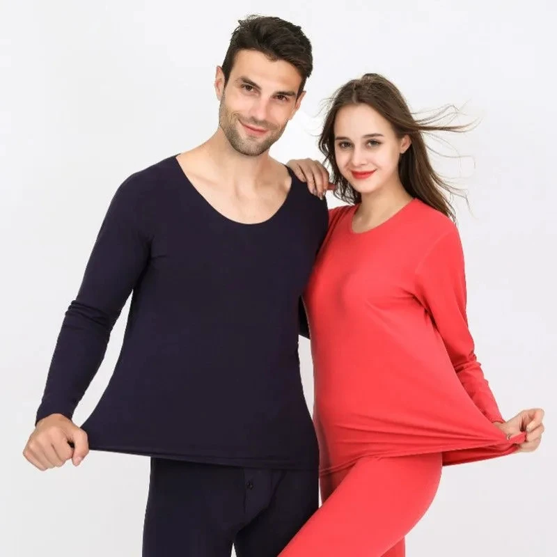 

Double-faced Velvet Men Women Thermal Underwear Set Thickened Winter Middle-aged anti-freezing Inner Wear Large Size Bottom