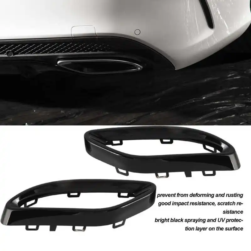 1 Pair Gloss Black Rear Exhaust Muffler Tip Cover Trim Fit for Mercedes