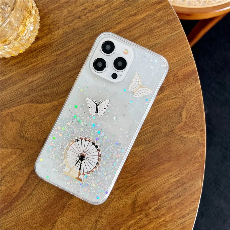 Glitzer Riesenrad Schmetterling Smartphone-Handyhüllen für Samsung Galaxy s23 Hülle für Samsung Note 20 Ultra s22_voghion.com