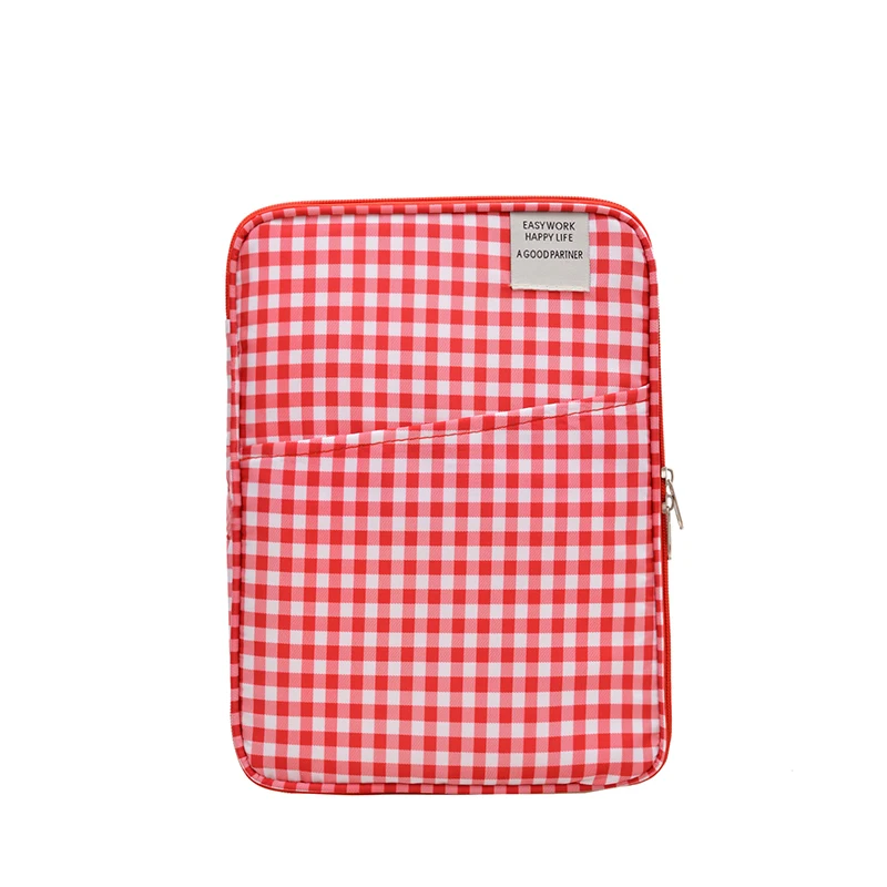 Stylish Plaid Nylon Laptop Sleeve with Multi-Pocket Organizer