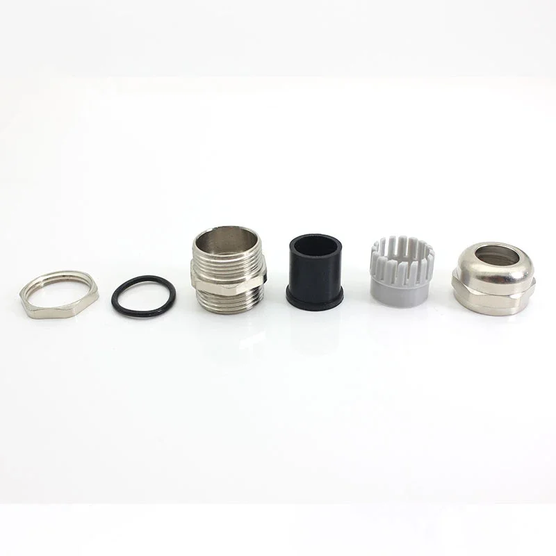 ManHua Waterproof Brass Plating PG9 PG11 PG13.5 PG16 PG19 PG21 Metric Thread Metal Conduit Cable Gland Connector