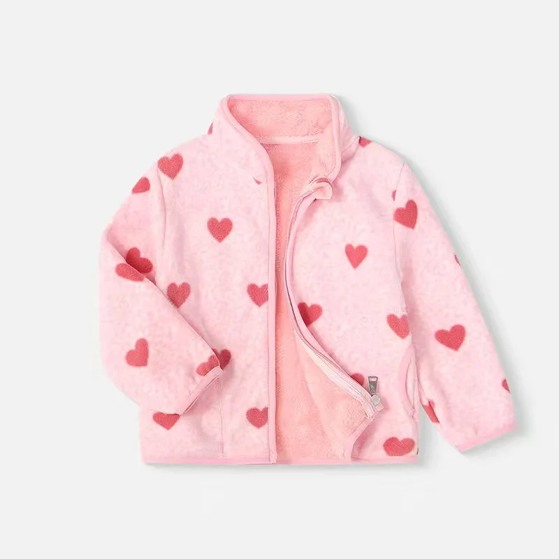Boys and Girls Winter Warm Fleece Jackets Children Cute Cartoon Zipper Hot Selling Soft Thick Kids Baby Coats for 2-8