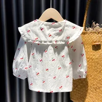 Spring Autumn New Baby's Girl Clothes Cherry Cardigan Shirt Coat for toddler Girl Baby Cloth Outfit wear Versatile Shirt blouse 4