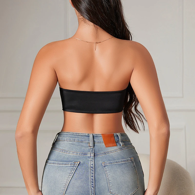 1Pc/2Pcs/Pack Hot Sale New Design Effective Slip-proof Side One Piece Bralette Padded Ice Silk Seamless Strapless Bra For Women 4