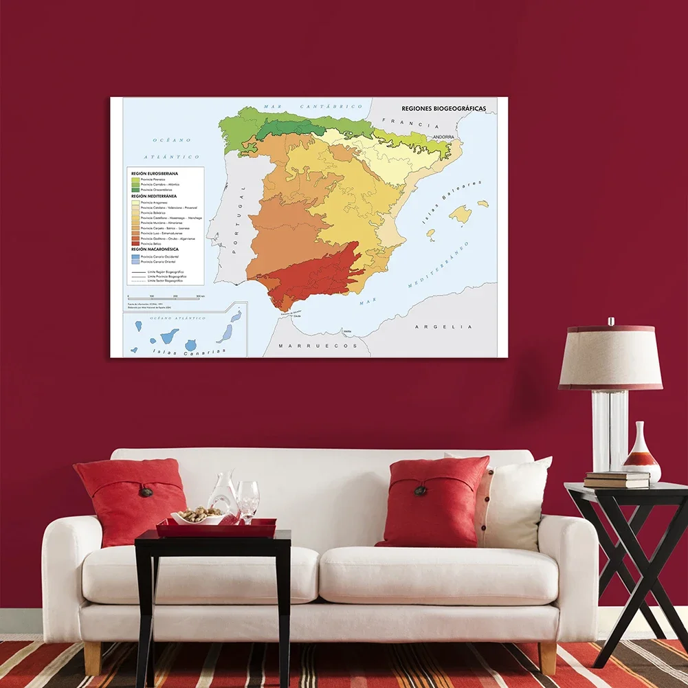 150*100cm Map of The Spain (In Spanish ) Wall Art Poster Non-woven Canvas Office Living Home Decoration School Supplies