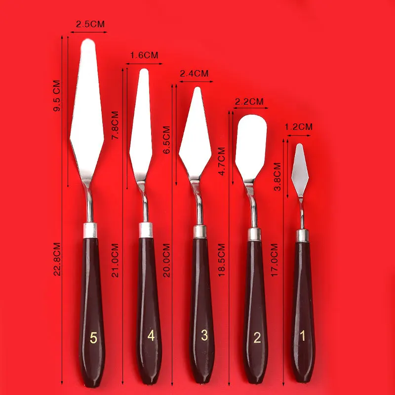 미술 유화 나이프, 스테인레스 스틸 토너 스크레이퍼, 물 분말 페인트 스크레이퍼, 미술 용품, 5 피스 세트, 신제품