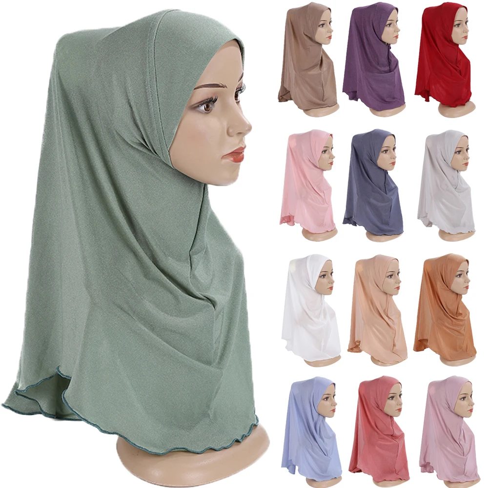 

Muslim Women Pull On Ready Instant Scarf Girls One Piece Amira Hijab Headwrap Niqab Headscarf Ramadan Islam Turban Shawl 62*62cm