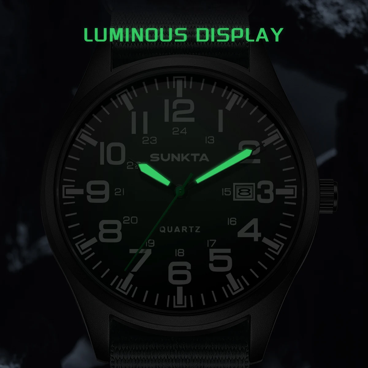 SUNKTA New Men Watch Top Brand Luxury Military Nylon Strap Quartz Wristwatches For Men Sports Waterproof Luminous Date Watch Men