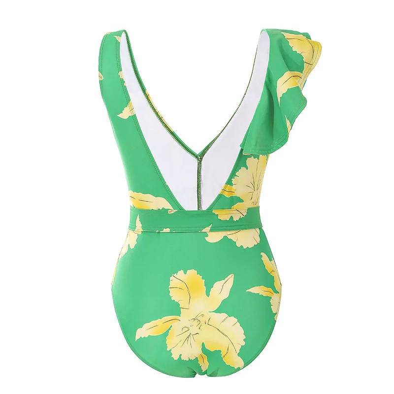 Bodysuit Bikini Sets Women With Long Skirt Cover Ups Bathing Suit Fashion New Print Elegant Sexy Beach Holiday Bodysuit Swimwear